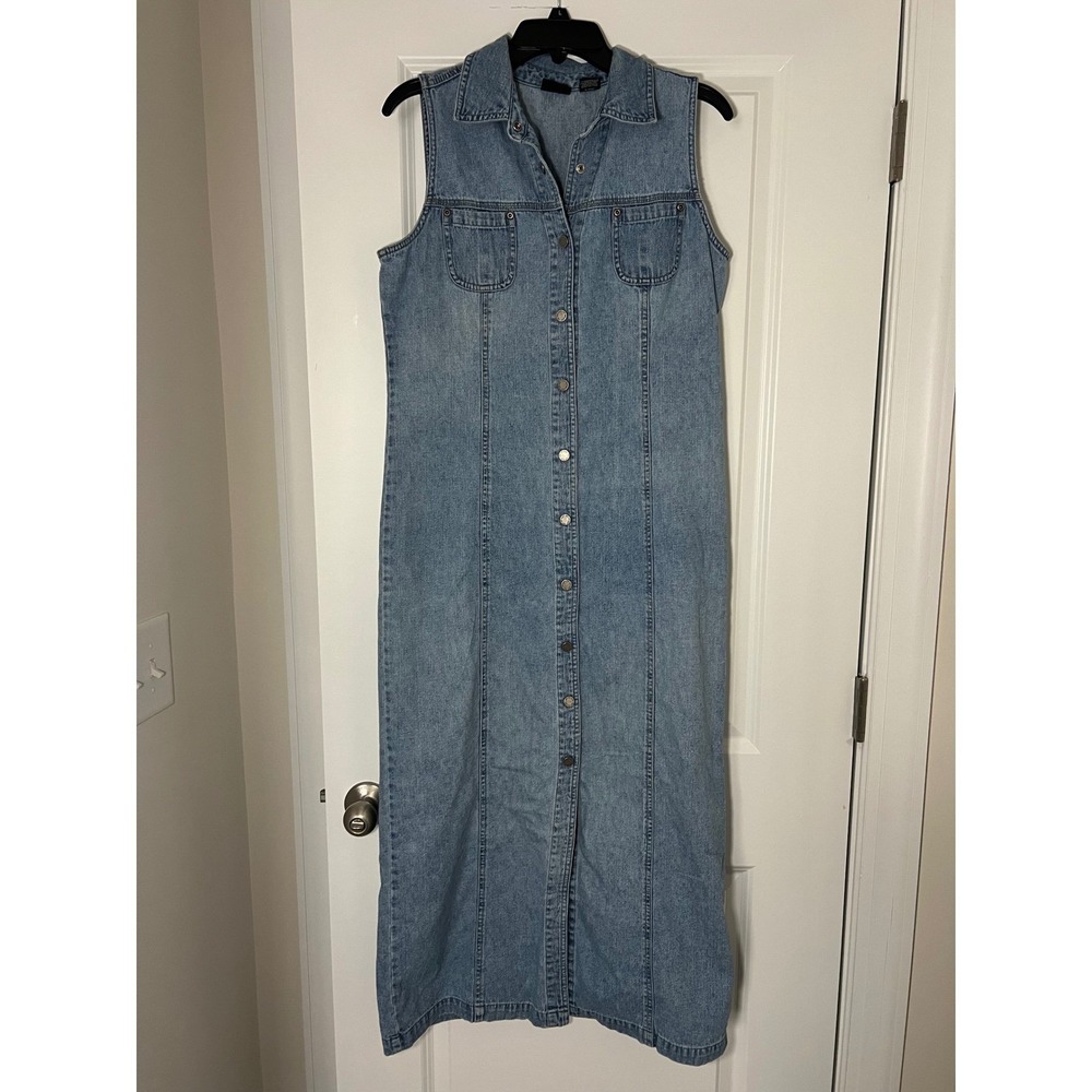 NY Jeans Vintage Denim Dress Maxi Size 10 Western Y2K Cowgirl Core